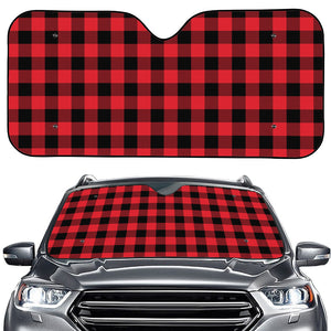 Cardinal Red Buffalo Check Pattern Print Car Windshield Sun Shade