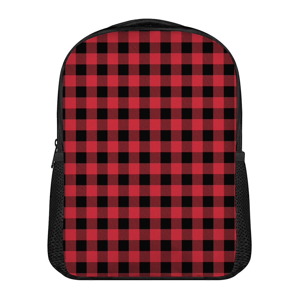 Cardinal Red Buffalo Check Pattern Print Casual Backpack