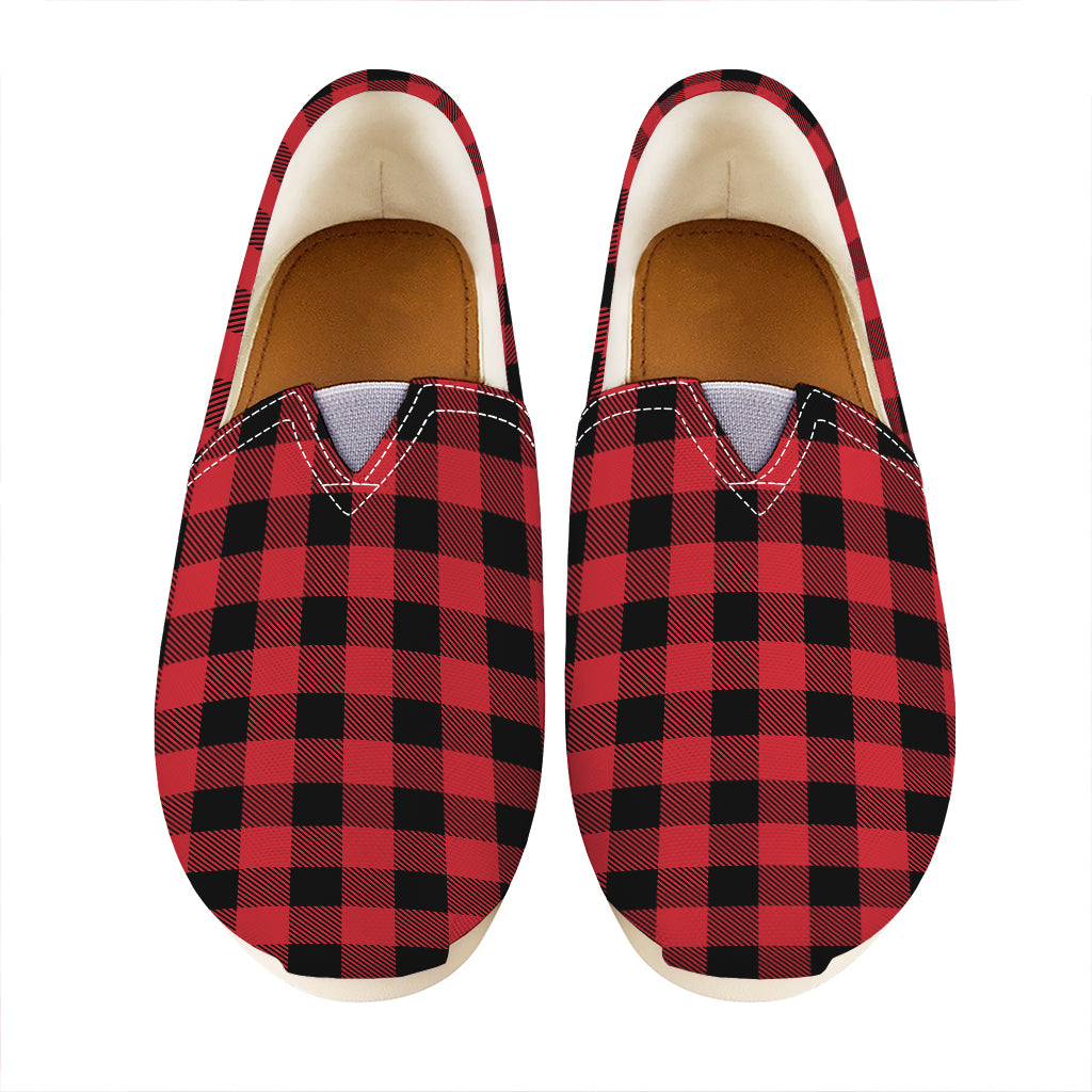 Cardinal Red Buffalo Check Pattern Print Casual Shoes