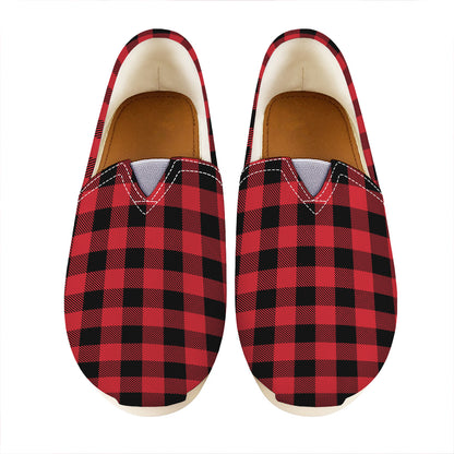 Cardinal Red Buffalo Check Pattern Print Casual Shoes