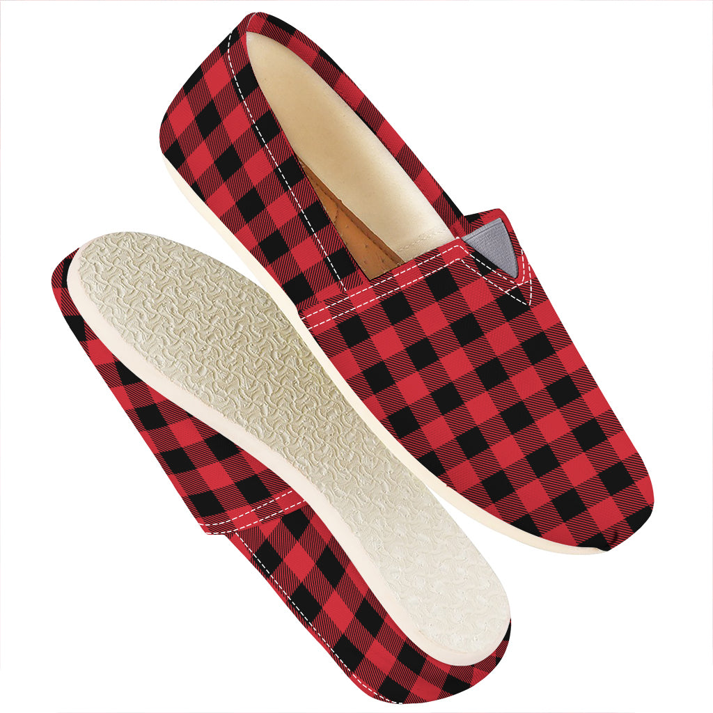 Cardinal Red Buffalo Check Pattern Print Casual Shoes
