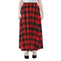 Cardinal Red Buffalo Check Pattern Print Chiffon Maxi Skirt
