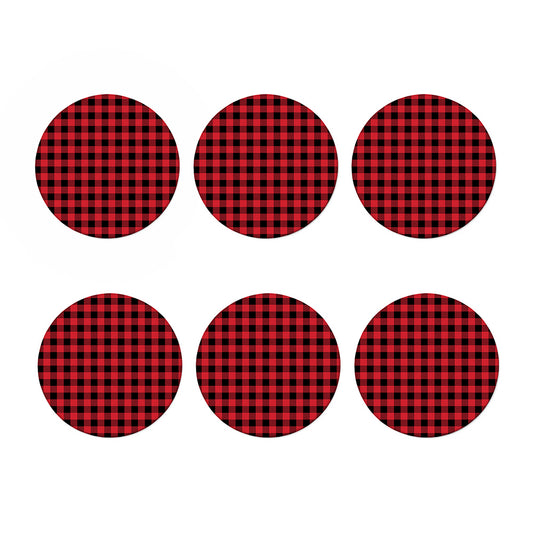 Cardinal Red Buffalo Check Pattern Print Coaster Set