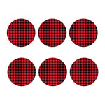 Cardinal Red Buffalo Check Pattern Print Coaster Set