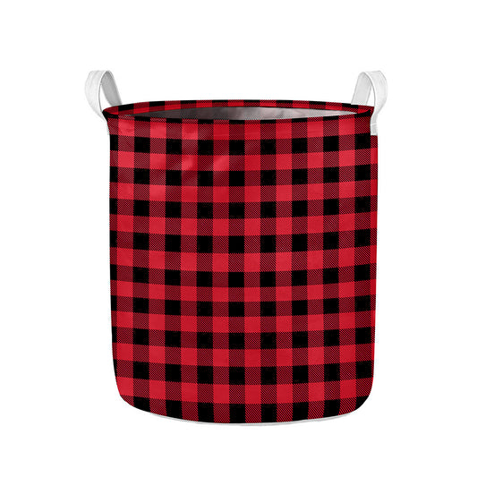 Cardinal Red Buffalo Check Pattern Print Collapsible Laundry Basket