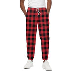 Cardinal Red Buffalo Check Pattern Print Cotton Pants