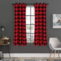 Cardinal Red Buffalo Check Pattern Print Grommet Curtain Panels