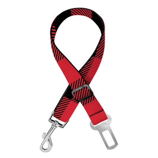 Cardinal Red Buffalo Check Pattern Print Dog Seat Belt