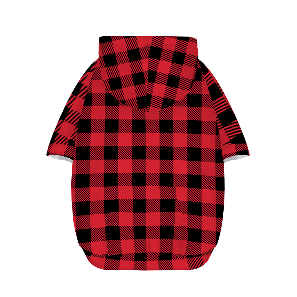 Cardinal Red Buffalo Check Pattern Print Dog Zip Up Hoodie