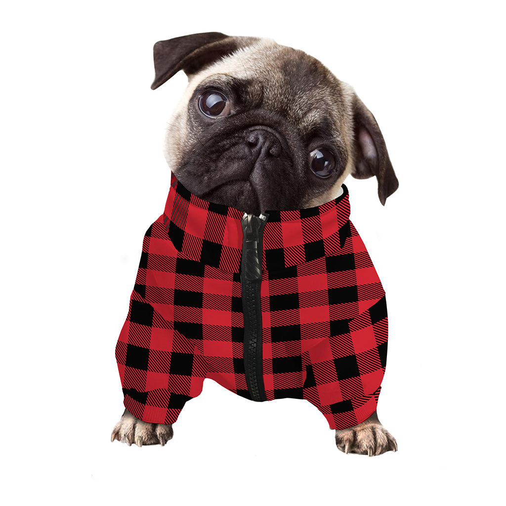 Cardinal Red Buffalo Check Pattern Print Dog Zip Up Jacket