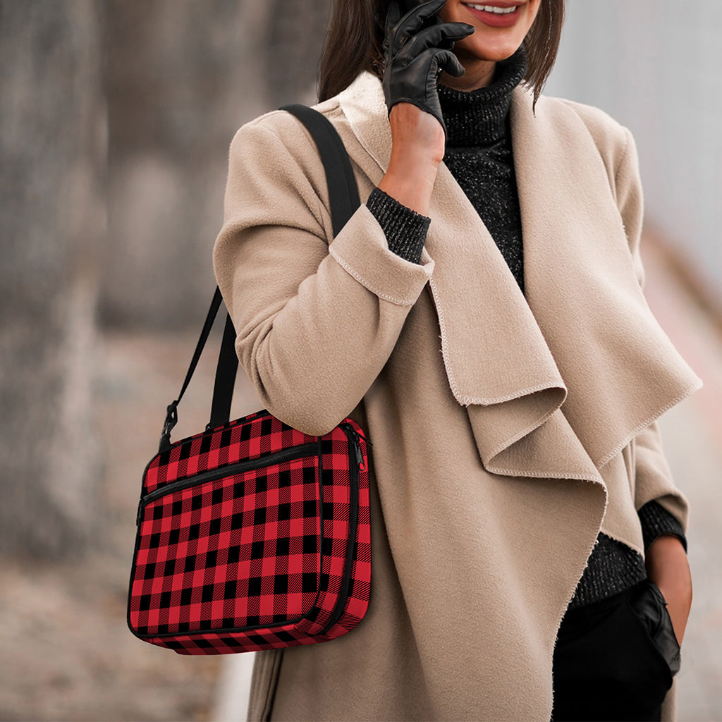 Cardinal Red Buffalo Check Pattern Print Double Strap Bible Bag