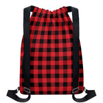 Cardinal Red Buffalo Check Pattern Print Drawstring Backpack