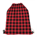 Cardinal Red Buffalo Check Pattern Print Drawstring Bag