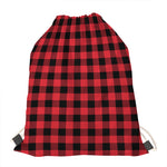 Cardinal Red Buffalo Check Pattern Print Drawstring Bag