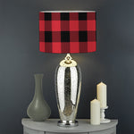 Cardinal Red Buffalo Check Pattern Print Drum Lamp Shade