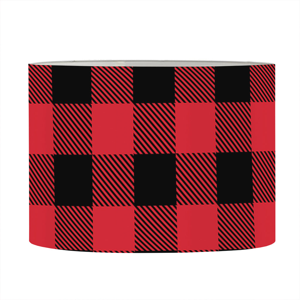 Cardinal Red Buffalo Check Pattern Print Drum Lamp Shade