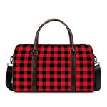 Cardinal Red Buffalo Check Pattern Print Duffle Bag