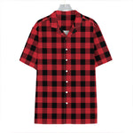 Cardinal Red Buffalo Check Pattern Print Hawaiian Shirt