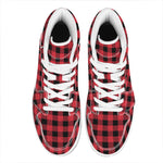 Cardinal Red Buffalo Check Pattern Print High Top Leather Sneakers