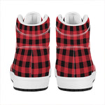 Cardinal Red Buffalo Check Pattern Print High Top Leather Sneakers
