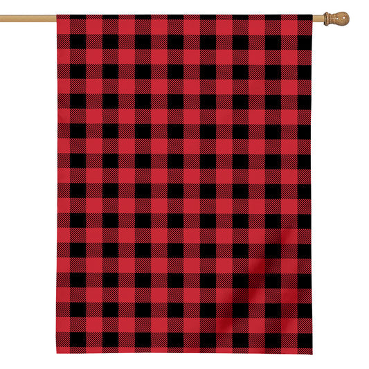 Cardinal Red Buffalo Check Pattern Print House Flag