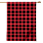 Cardinal Red Buffalo Check Pattern Print House Flag