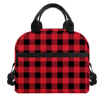 Cardinal Red Buffalo Check Pattern Print Insulated Lunch Bag