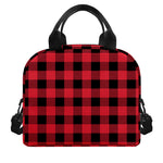 Cardinal Red Buffalo Check Pattern Print Insulated Lunch Bag