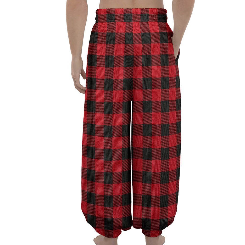 Cardinal Red Buffalo Check Pattern Print Lantern Pants