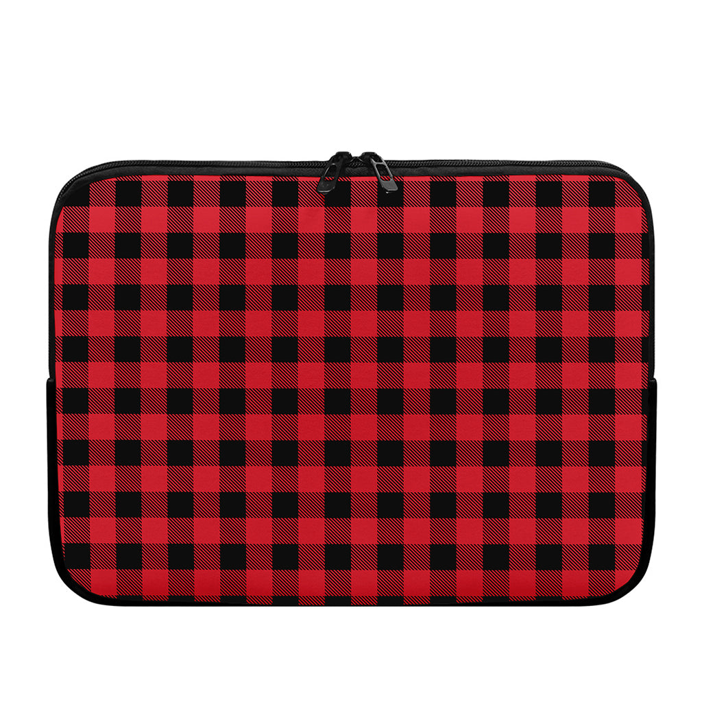 Cardinal Red Buffalo Check Pattern Print Laptop Sleeve