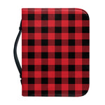Cardinal Red Buffalo Check Pattern Print Leather Bible Cover