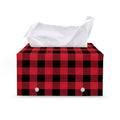 Cardinal Red Buffalo Check Pattern Print Leather Tissue Box Cover