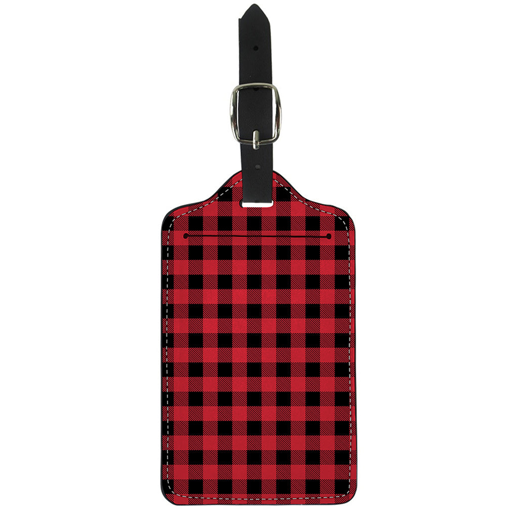 Cardinal Red Buffalo Check Pattern Print Luggage Tag