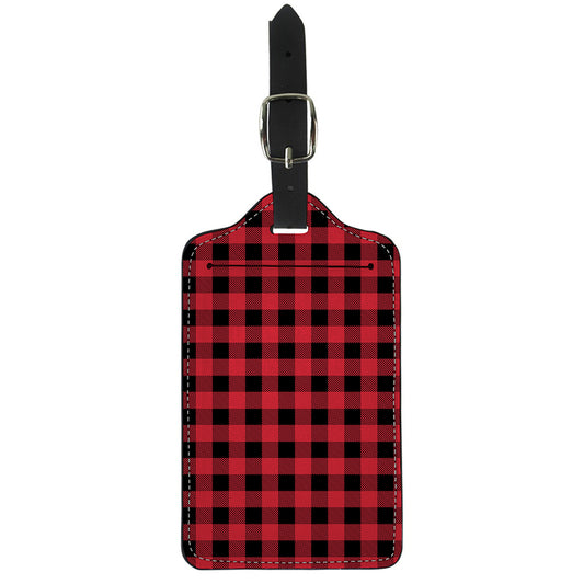 Cardinal Red Buffalo Check Pattern Print Luggage Tag