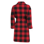 Cardinal Red Buffalo Check Pattern Print Men's Bathrobe