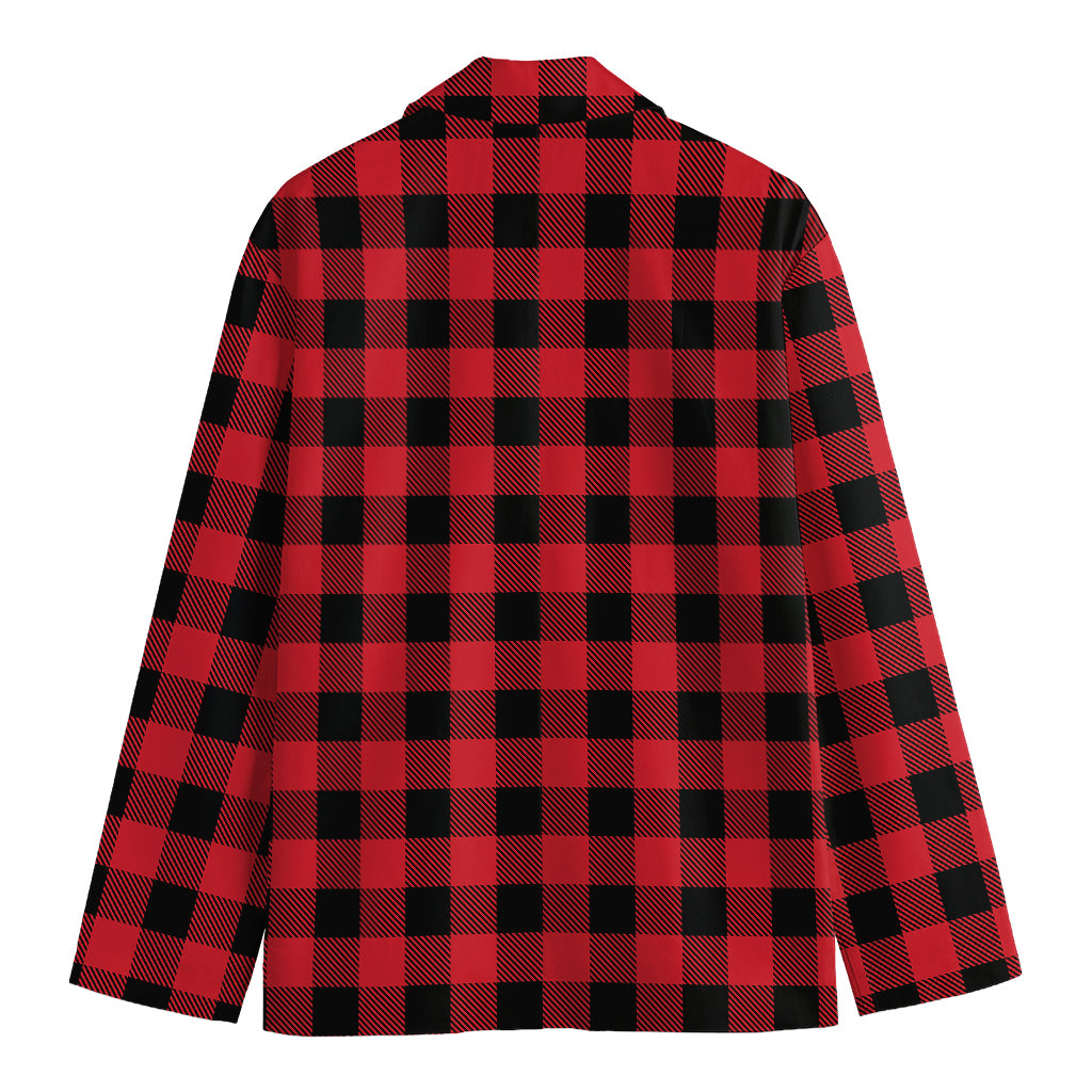 Cardinal Red Buffalo Check Pattern Print Men's Blazer