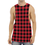 Cardinal Red Buffalo Check Pattern Print Men's Muscle Tank Top