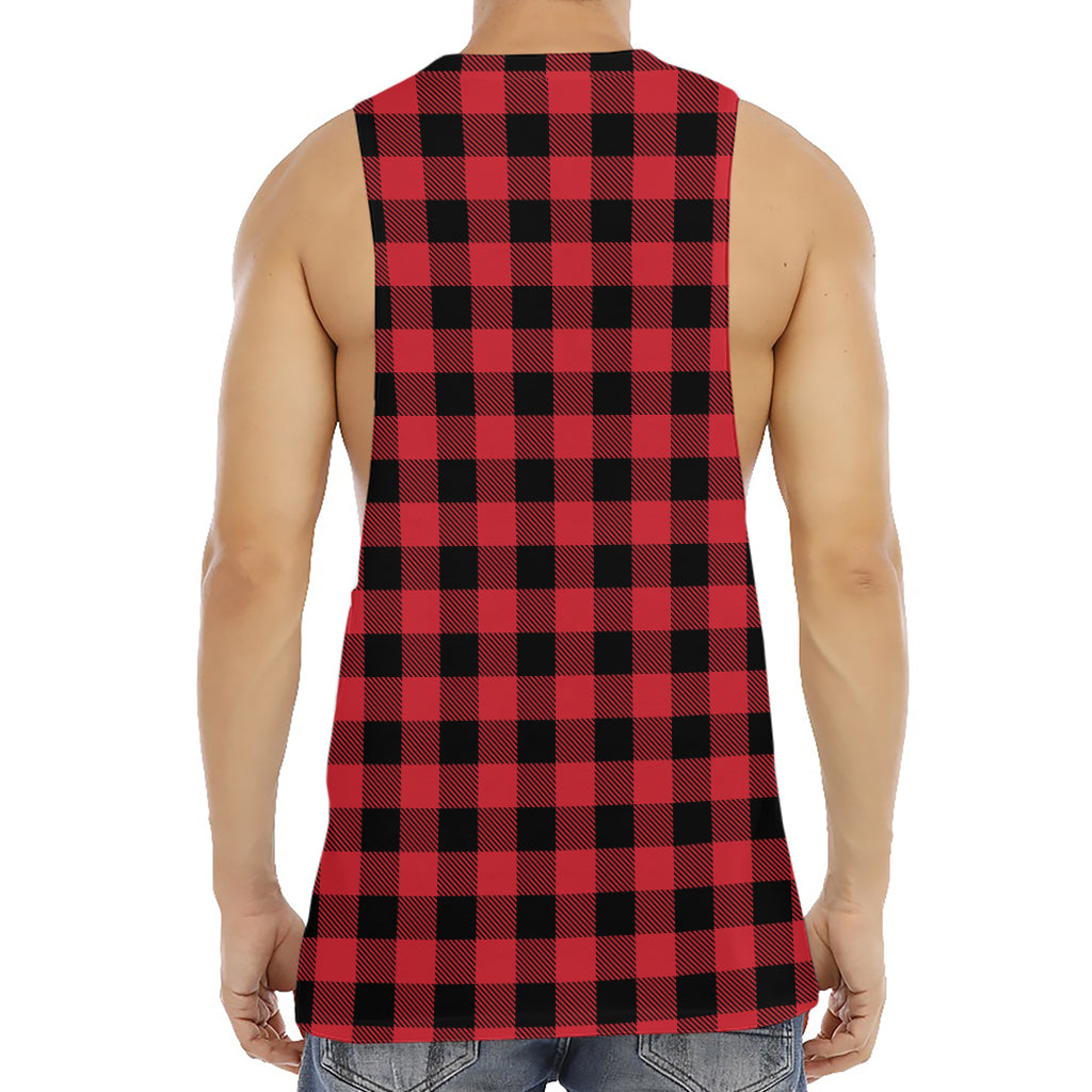 Cardinal Red Buffalo Check Pattern Print Men's Muscle Tank Top
