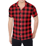 Cardinal Red Buffalo Check Pattern Print Men's Shirt