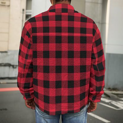 Cardinal Red Buffalo Check Pattern Print Men's Shirt Jacket