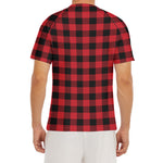 Cardinal Red Buffalo Check Pattern Print Men's Short Sleeve Rash Guard