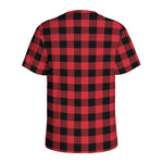Cardinal Red Buffalo Check Pattern Print Men's Sports T-Shirt