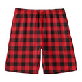 Cardinal Red Buffalo Check Pattern Print Men's Swim Trunks