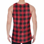 Cardinal Red Buffalo Check Pattern Print Men's Velvet Tank Top