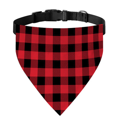 Cardinal Red Buffalo Check Pattern Print Over The Collar Dog Bandana