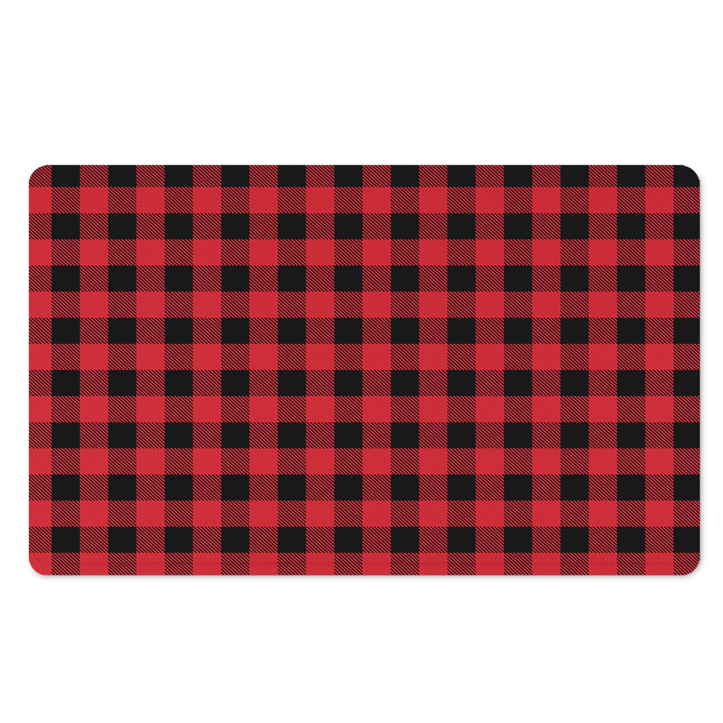 Cardinal Red Buffalo Check Pattern Print Polyester Doormat
