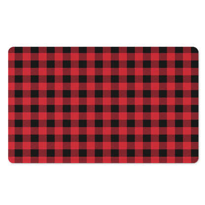 Cardinal Red Buffalo Check Pattern Print Polyester Doormat