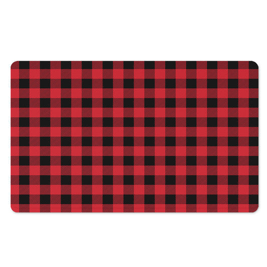 Cardinal Red Buffalo Check Pattern Print Polyester Doormat