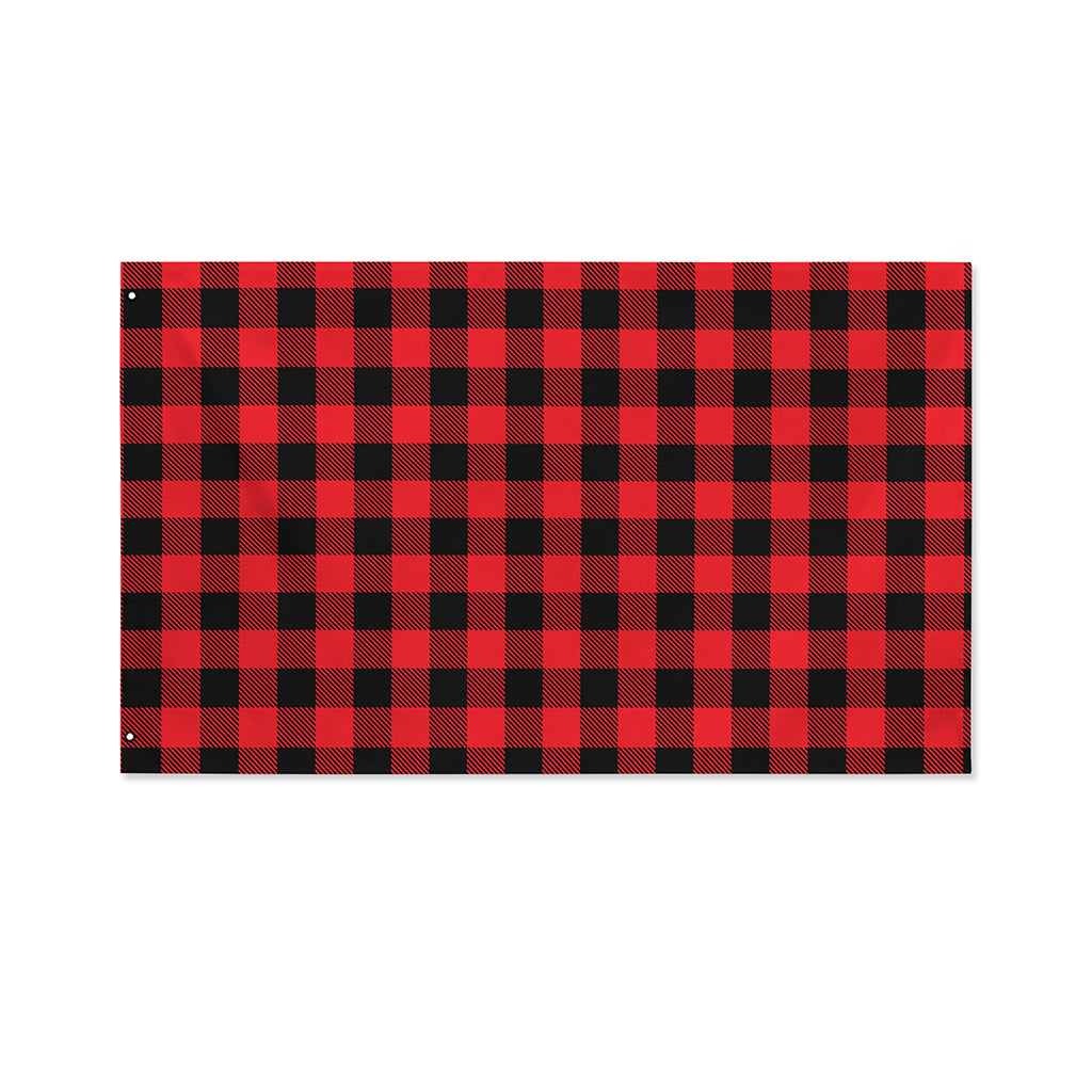 Cardinal Red Buffalo Check Pattern Print Polyester Flag