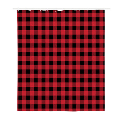 Cardinal Red Buffalo Check Pattern Print Polyester Shower Curtain